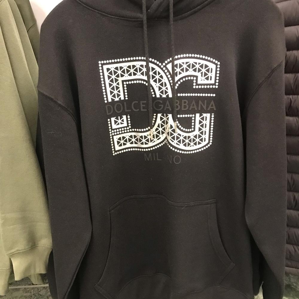 Dolce & Gabbana Black Crewneck Hoodie with White DG Logo